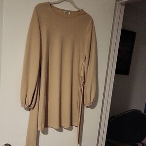 Elegant Long Sleeve Beige Dress